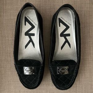 Anne Klein Sport Quilted Black Suede Flats